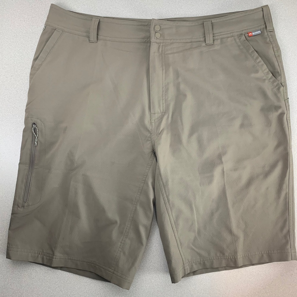 Simms Fishing Shorts Mens 40 Khaki Brown Stretch Quick Dry Cargo Pocket